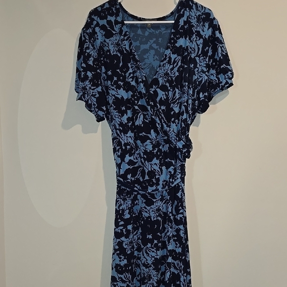 Apt. 9 Blue Tie Front A-line Midi Dress - Picture 1 of 5